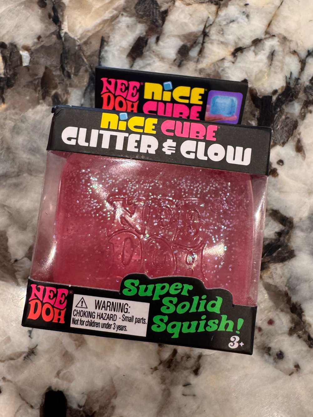 Needoh Glitter & Glow Nice Cube Super Solid Squish! - Pink